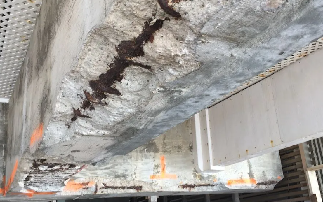 Spalling concrete ceiling repair